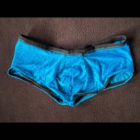 Male Power Men’s Square Cut Blue Sheer Pattern Print w/Black Trim Rare! Sexy! - Picture 6 of 6